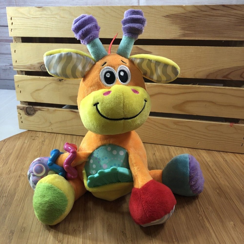 Playgro My First Bead Buddies Giraffe Rattle Activity Baby Toy Plush Multicolor